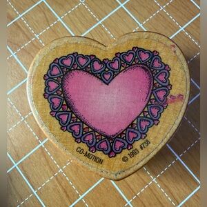 Heart-Shaped Wooden Stamp with Lace Motif